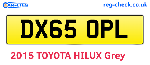 DX65OPL are the vehicle registration plates.