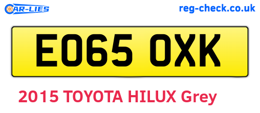 EO65OXK are the vehicle registration plates.