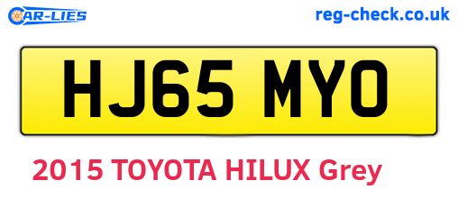 HJ65MYO are the vehicle registration plates.