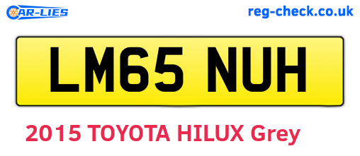 LM65NUH are the vehicle registration plates.