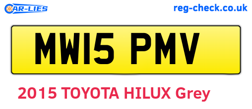 MW15PMV are the vehicle registration plates.