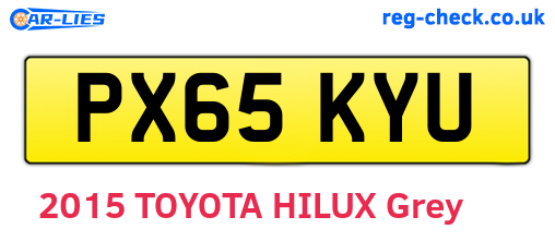 PX65KYU are the vehicle registration plates.