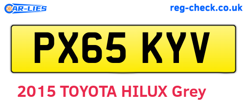 PX65KYV are the vehicle registration plates.