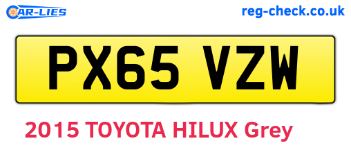 PX65VZW are the vehicle registration plates.