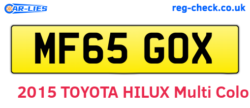 MF65GOX are the vehicle registration plates.