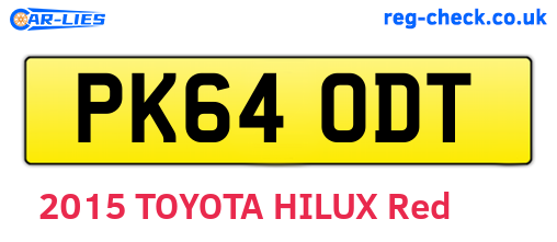 PK64ODT are the vehicle registration plates.