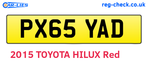 PX65YAD are the vehicle registration plates.