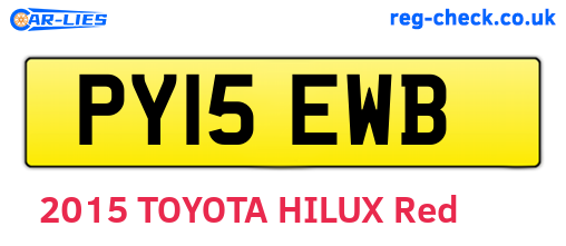 PY15EWB are the vehicle registration plates.