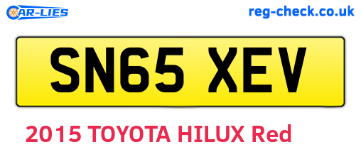SN65XEV are the vehicle registration plates.