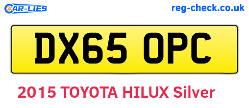 DX65OPC are the vehicle registration plates.