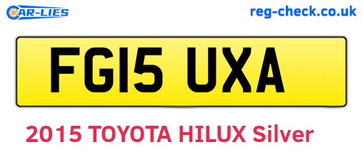 FG15UXA are the vehicle registration plates.