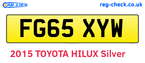 FG65XYW are the vehicle registration plates.