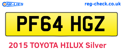 PF64HGZ are the vehicle registration plates.