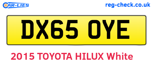DX65OYE are the vehicle registration plates.