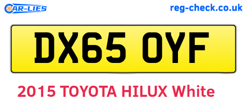 DX65OYF are the vehicle registration plates.