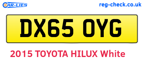 DX65OYG are the vehicle registration plates.
