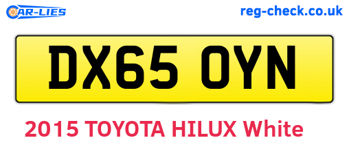 DX65OYN are the vehicle registration plates.