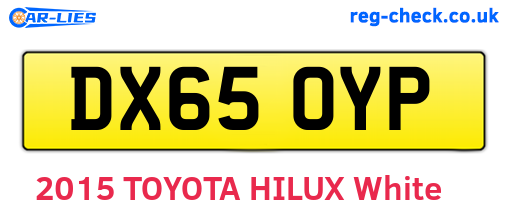 DX65OYP are the vehicle registration plates.