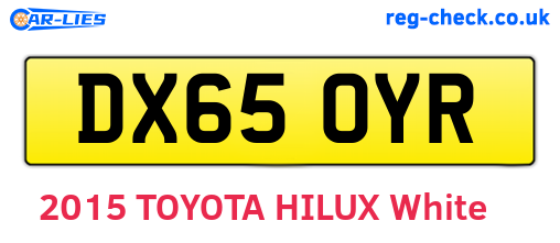 DX65OYR are the vehicle registration plates.