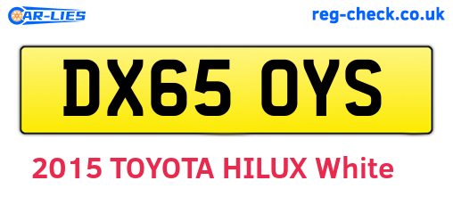 DX65OYS are the vehicle registration plates.