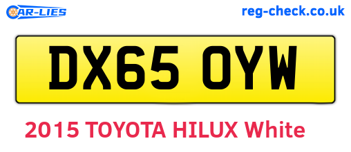 DX65OYW are the vehicle registration plates.