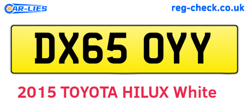 DX65OYY are the vehicle registration plates.
