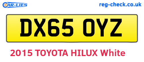 DX65OYZ are the vehicle registration plates.