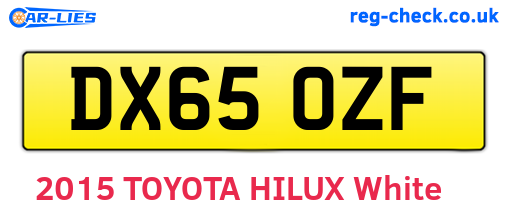 DX65OZF are the vehicle registration plates.