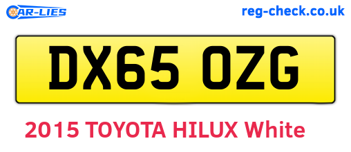 DX65OZG are the vehicle registration plates.