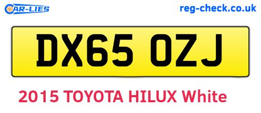 DX65OZJ are the vehicle registration plates.