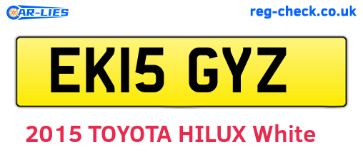 EK15GYZ are the vehicle registration plates.