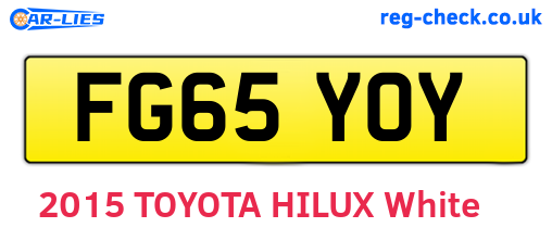 FG65YOY are the vehicle registration plates.