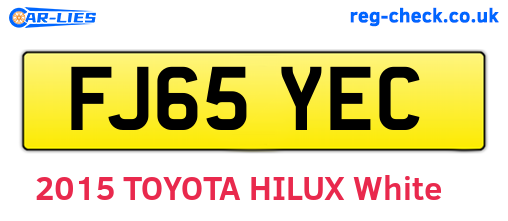 FJ65YEC are the vehicle registration plates.