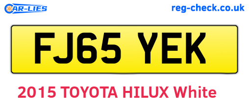 FJ65YEK are the vehicle registration plates.