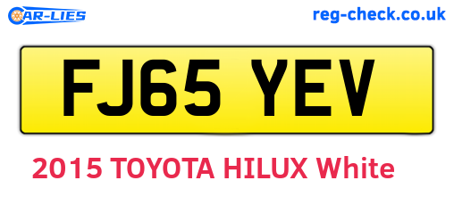 FJ65YEV are the vehicle registration plates.