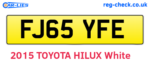 FJ65YFE are the vehicle registration plates.