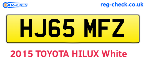 HJ65MFZ are the vehicle registration plates.