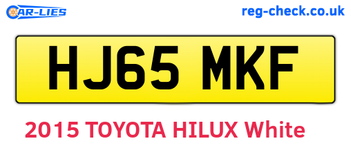 HJ65MKF are the vehicle registration plates.