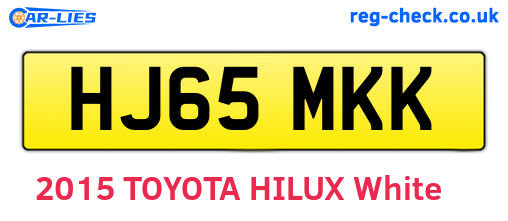 HJ65MKK are the vehicle registration plates.