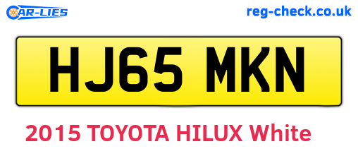 HJ65MKN are the vehicle registration plates.
