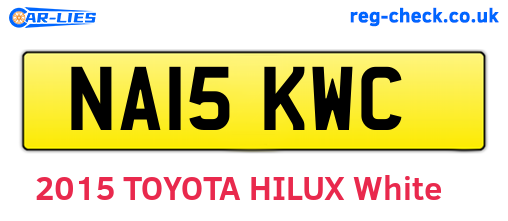 NA15KWC are the vehicle registration plates.