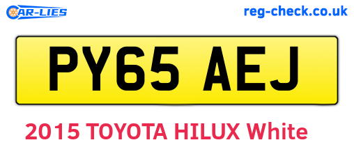 PY65AEJ are the vehicle registration plates.