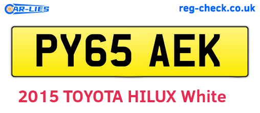 PY65AEK are the vehicle registration plates.