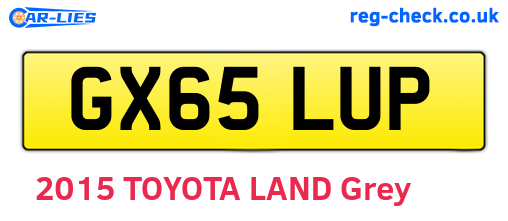 GX65LUP are the vehicle registration plates.