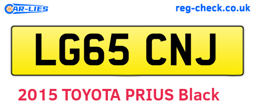 LG65CNJ are the vehicle registration plates.