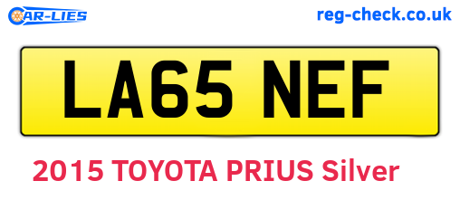 LA65NEF are the vehicle registration plates.