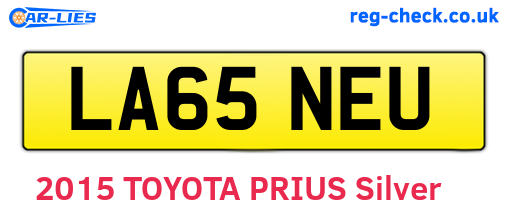LA65NEU are the vehicle registration plates.