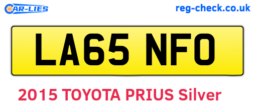 LA65NFO are the vehicle registration plates.