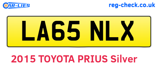 LA65NLX are the vehicle registration plates.