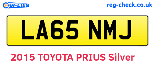 LA65NMJ are the vehicle registration plates.